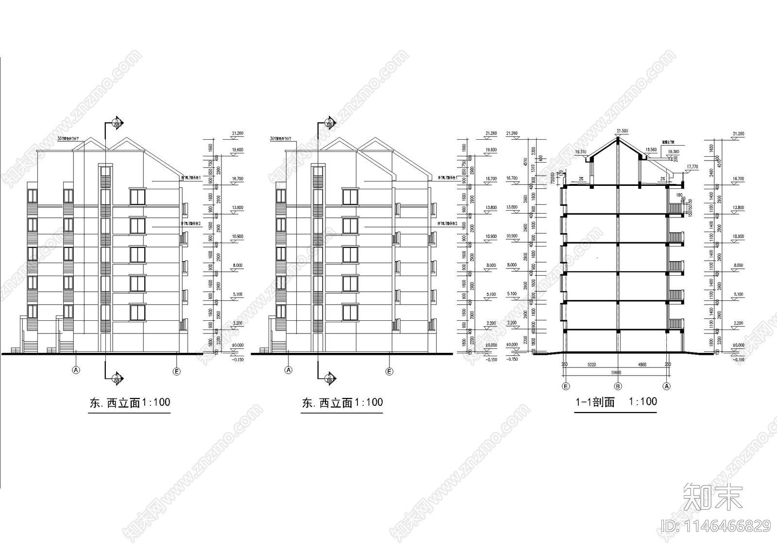 高层住宅楼建筑cad施工图下载【ID:1146466829】