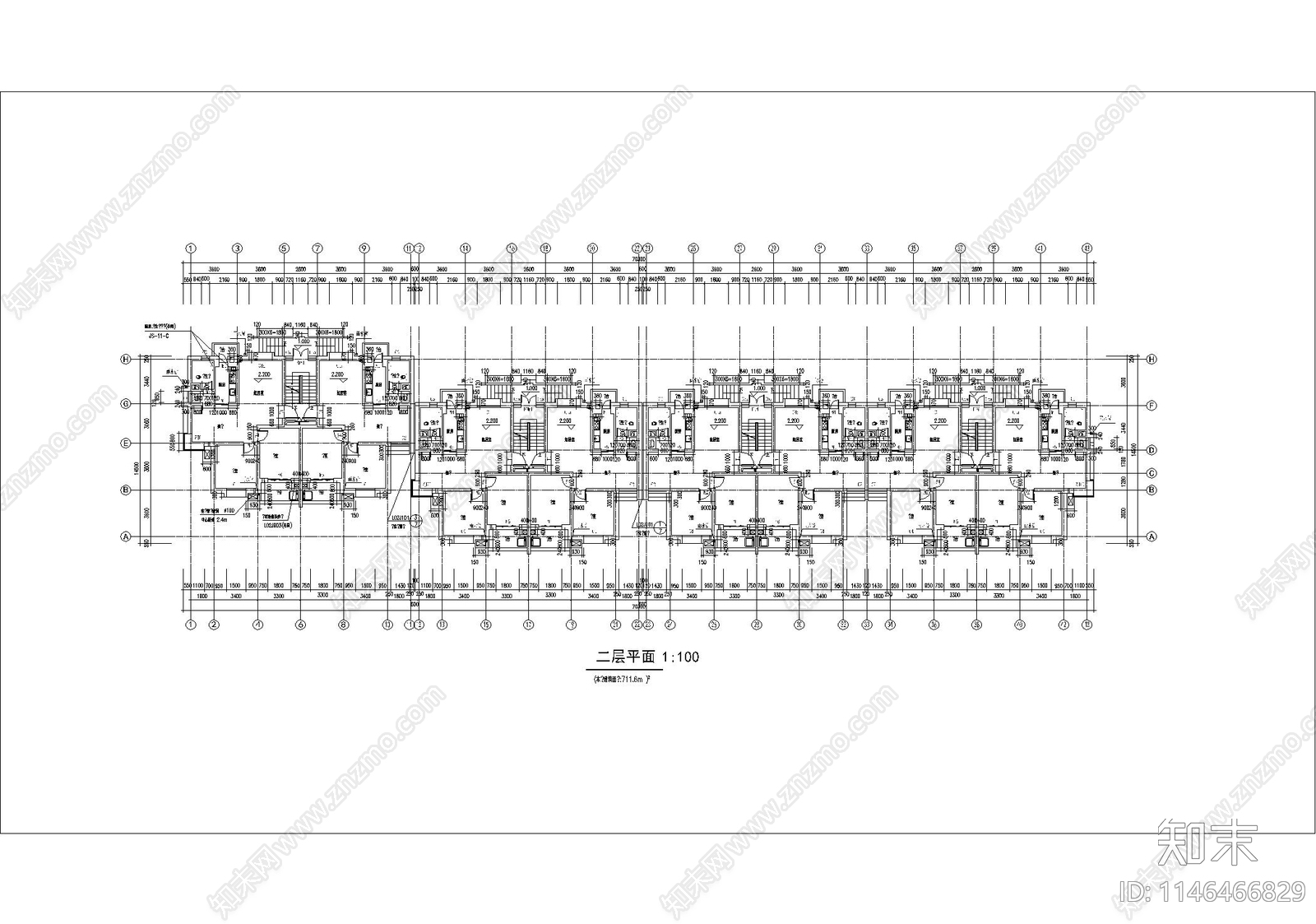 高层住宅楼建筑cad施工图下载【ID:1146466829】