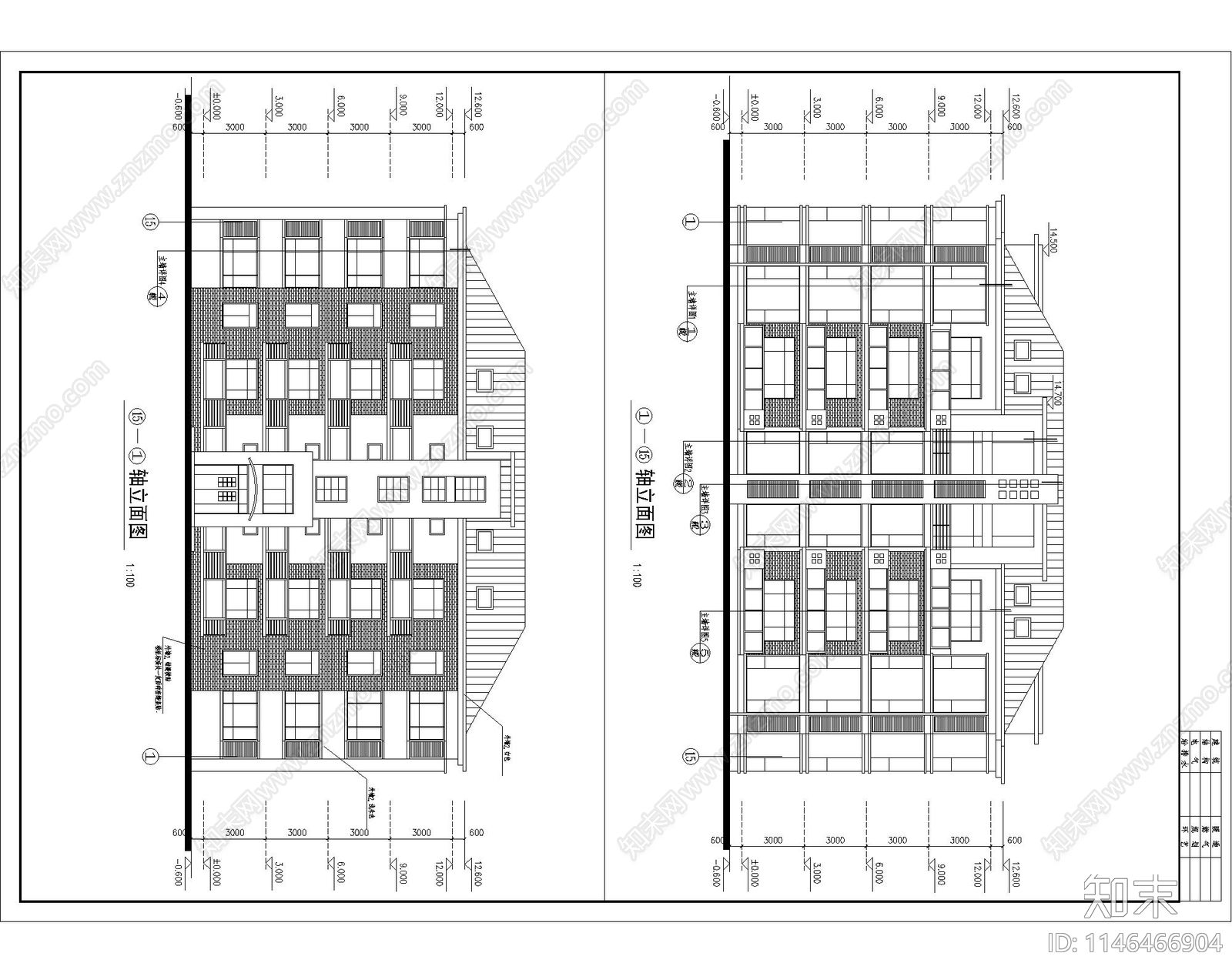 公寓建筑cad施工图下载【ID:1146466904】