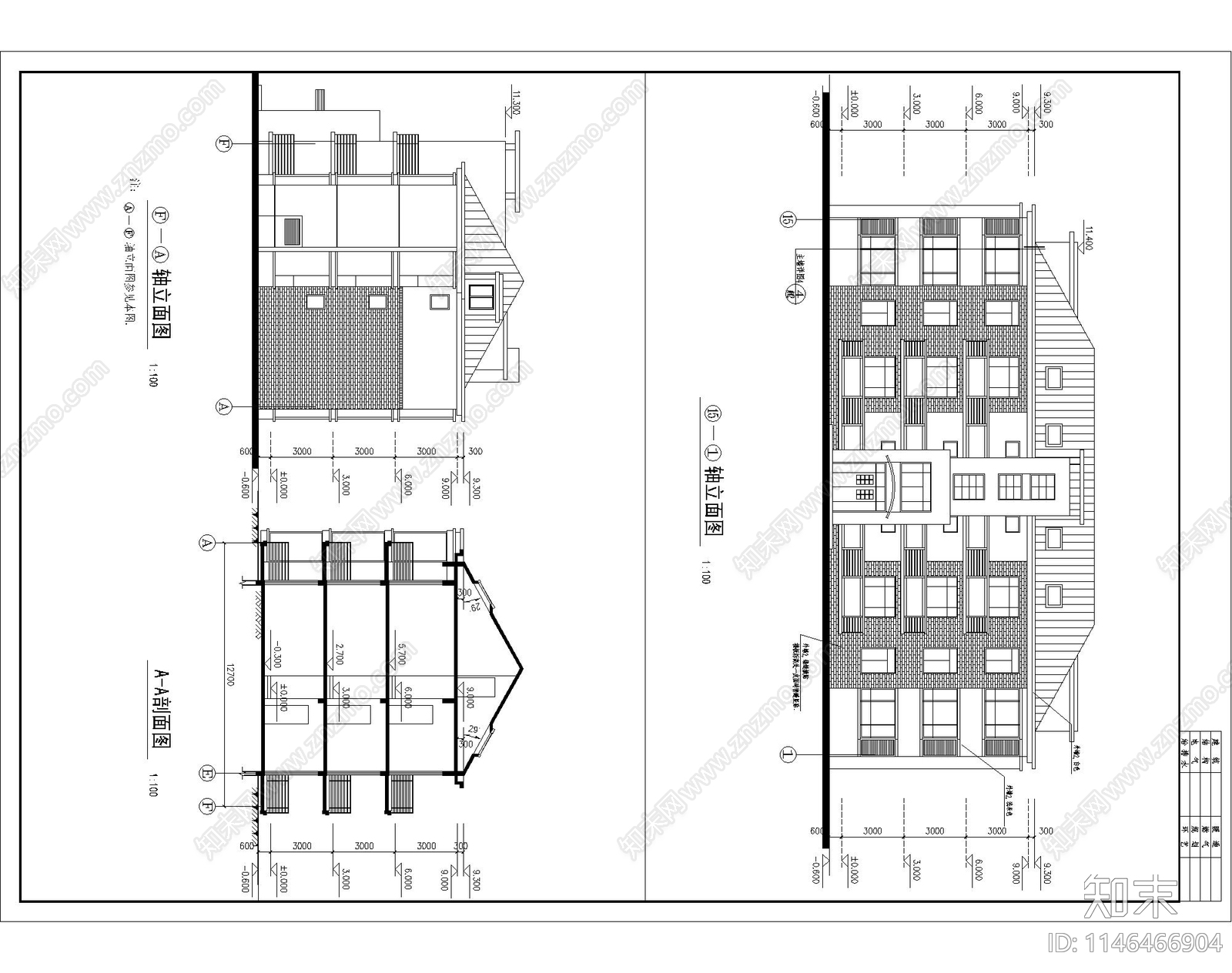 公寓建筑cad施工图下载【ID:1146466904】