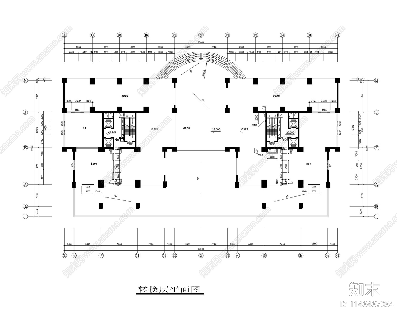 高层住宅建筑cad施工图下载【ID:1146467054】