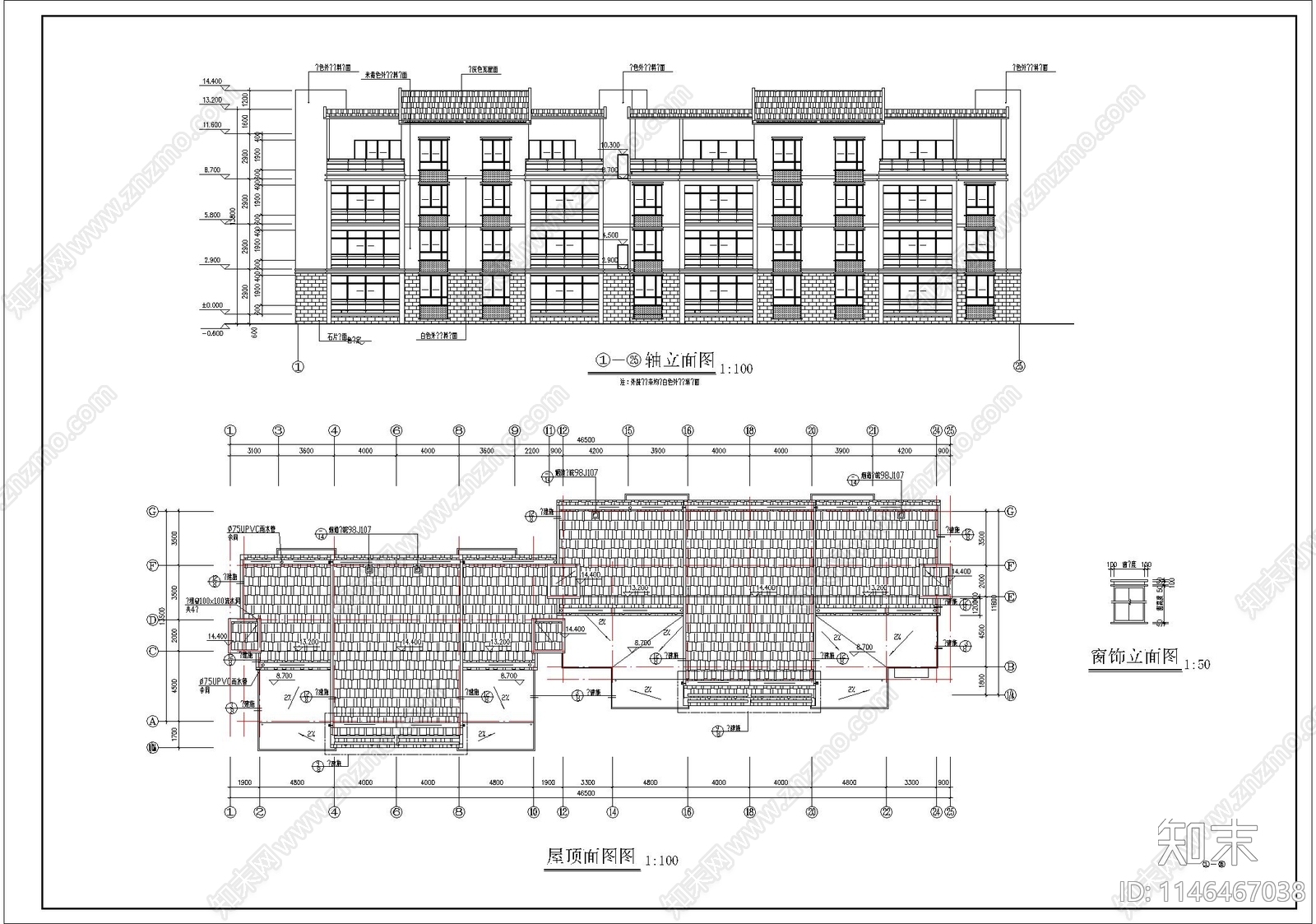 小区多层住宅建筑cad施工图下载【ID:1146467038】