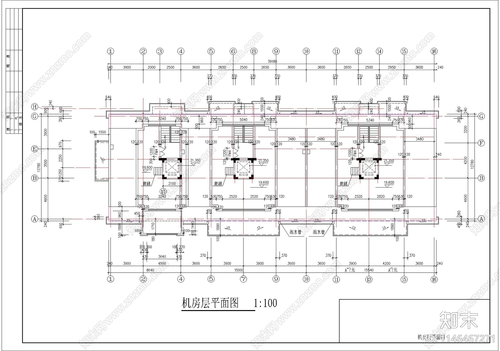 高层住宅建筑cad施工图下载【ID:1146467271】