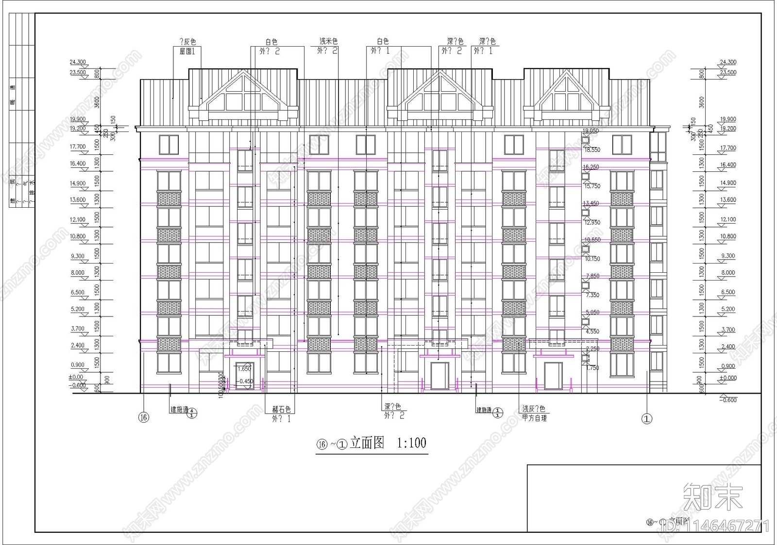 高层住宅建筑cad施工图下载【ID:1146467271】