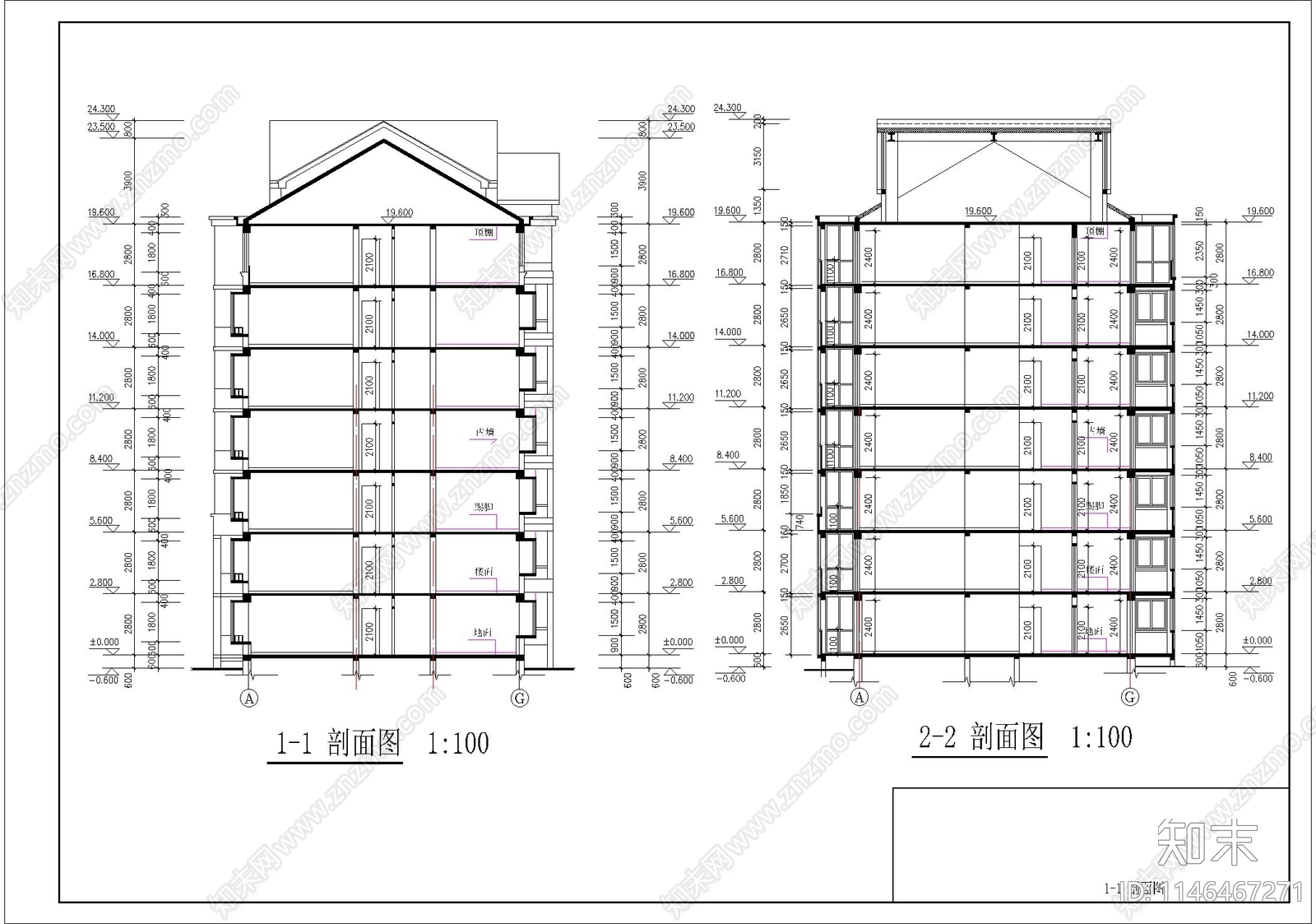 高层住宅建筑cad施工图下载【ID:1146467271】