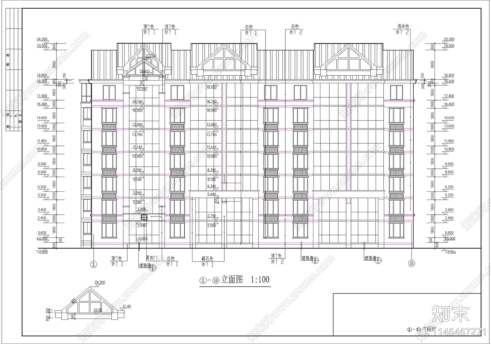 高层住宅建筑cad施工图下载【ID:1146467271】