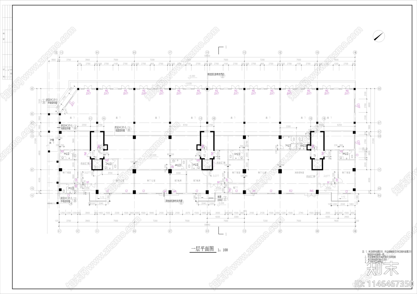 高层住宅小区建筑cad施工图下载【ID:1146467350】