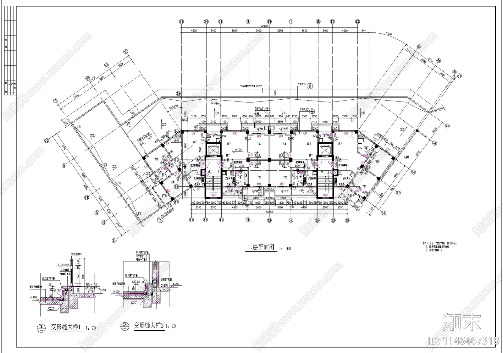 高层住宅小区建筑cad施工图下载【ID:1146467318】