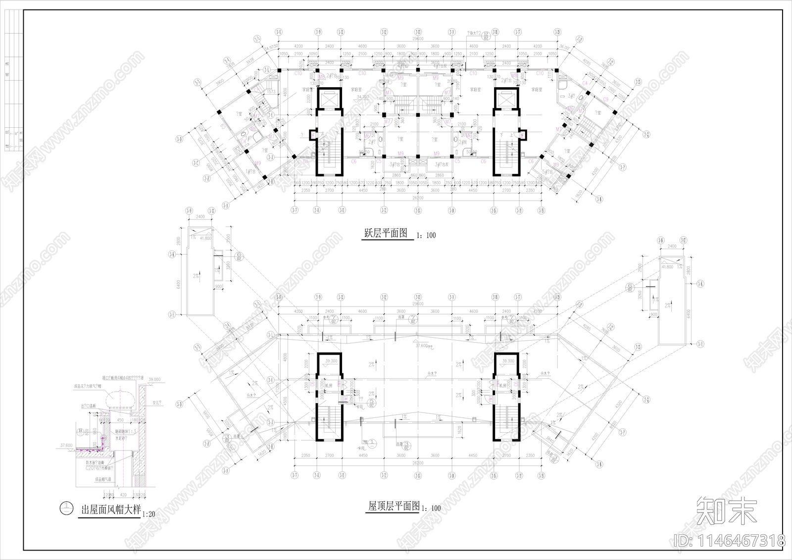 高层住宅小区建筑cad施工图下载【ID:1146467318】