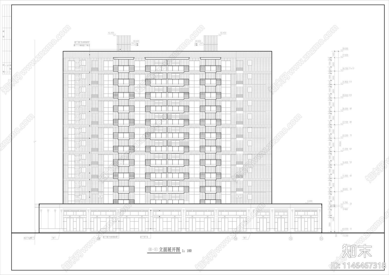 高层住宅小区建筑cad施工图下载【ID:1146467318】