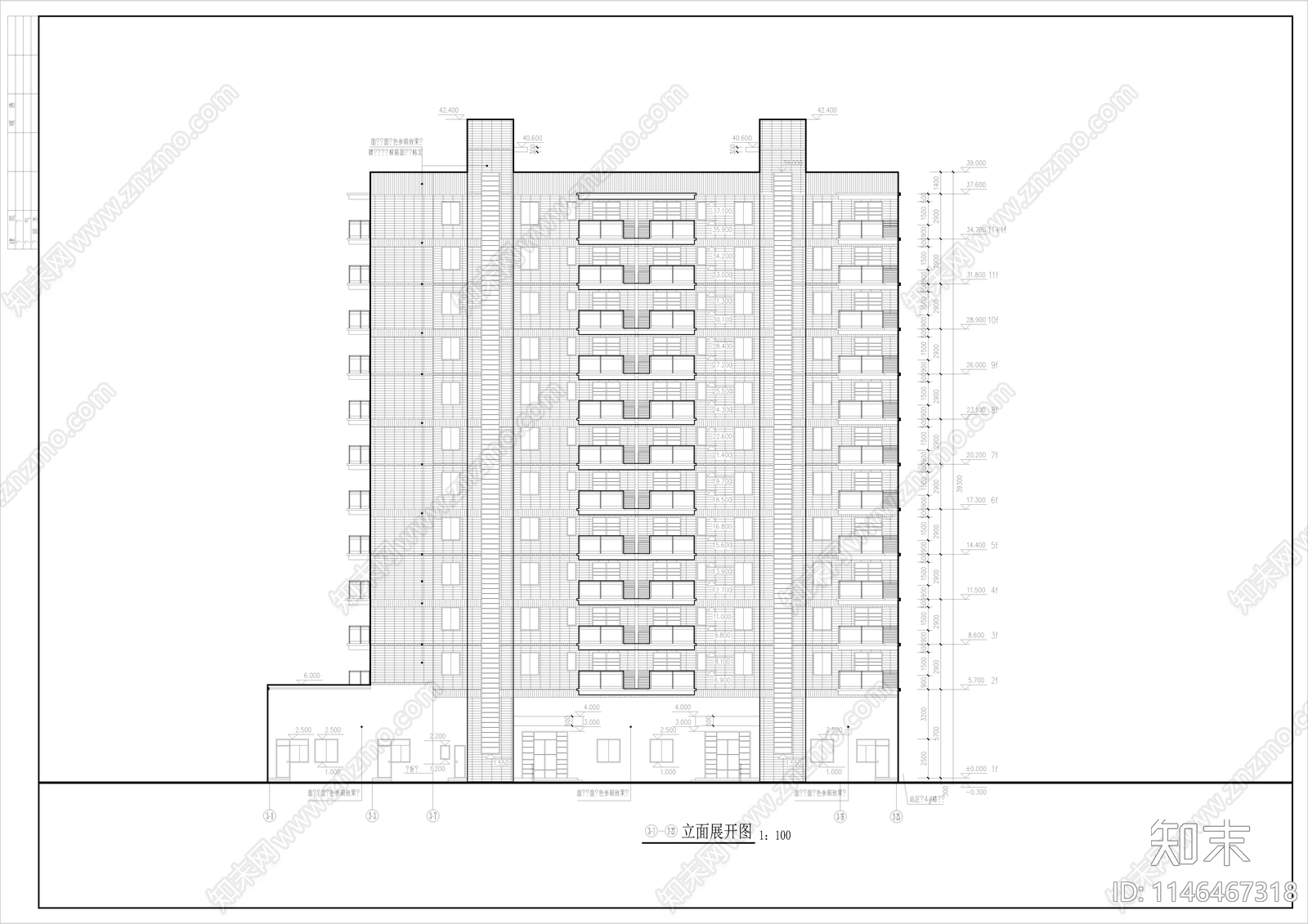 高层住宅小区建筑cad施工图下载【ID:1146467318】