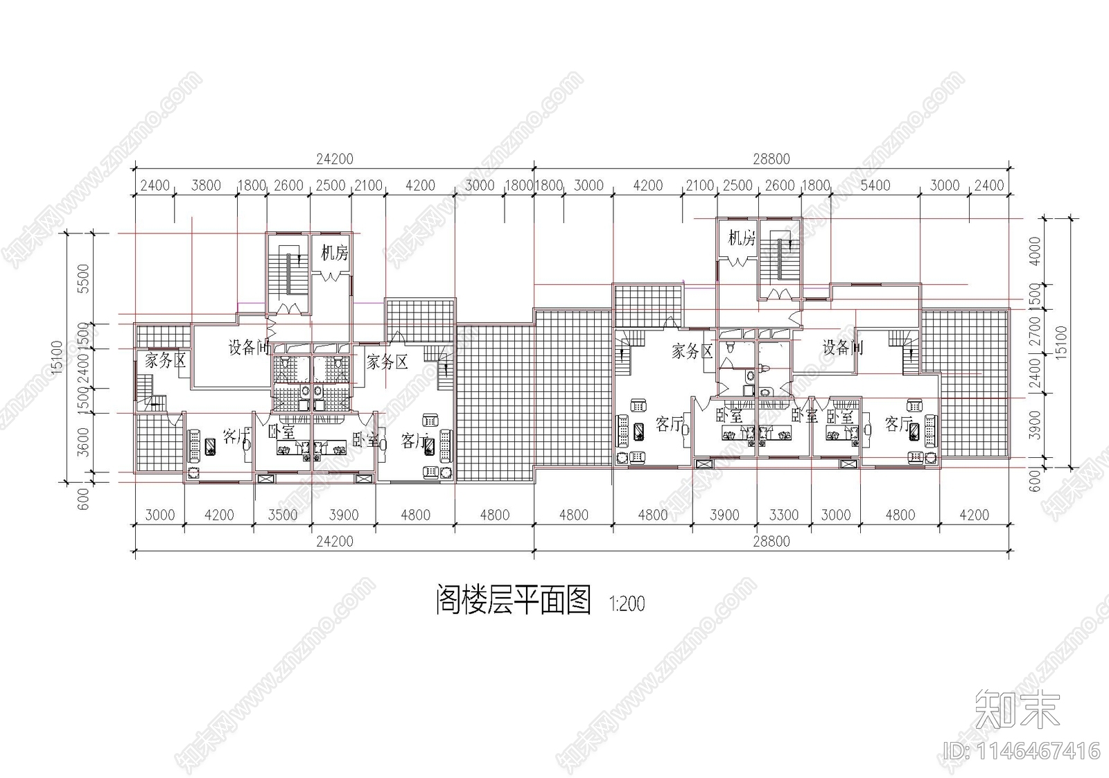 高层住宅建筑cad施工图下载【ID:1146467416】