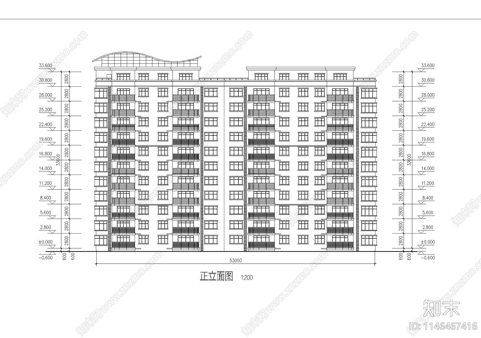 高层住宅建筑cad施工图下载【ID:1146467416】