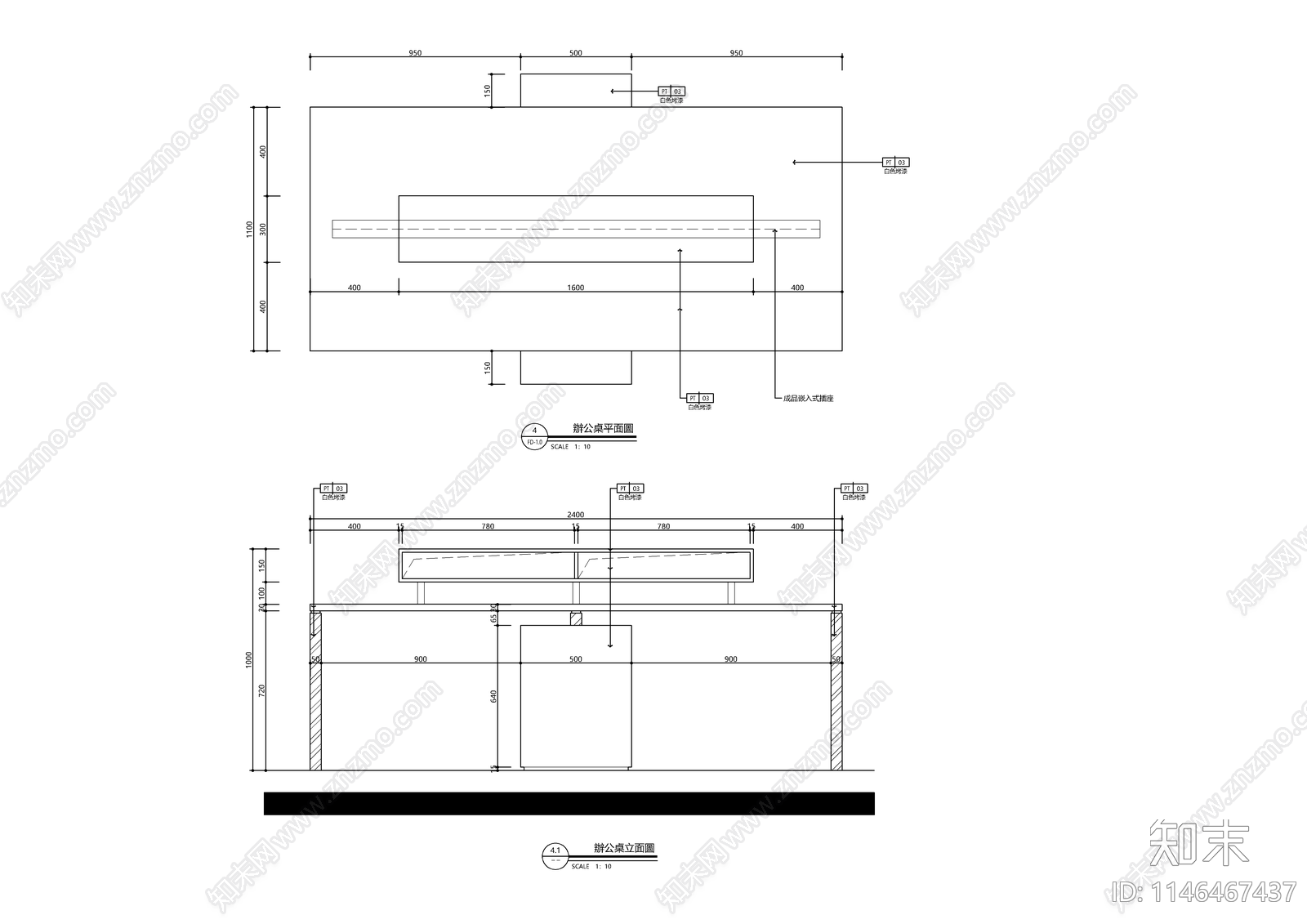 现代办公室室内装修cad施工图下载【ID:1146467437】