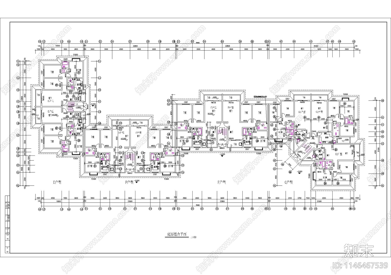 高层住宅建筑cad施工图下载【ID:1146467539】