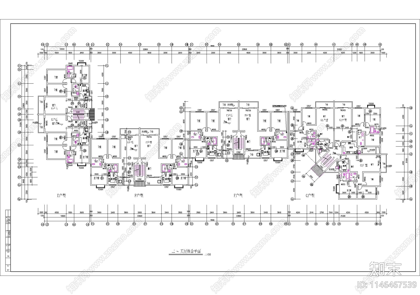高层住宅建筑cad施工图下载【ID:1146467539】