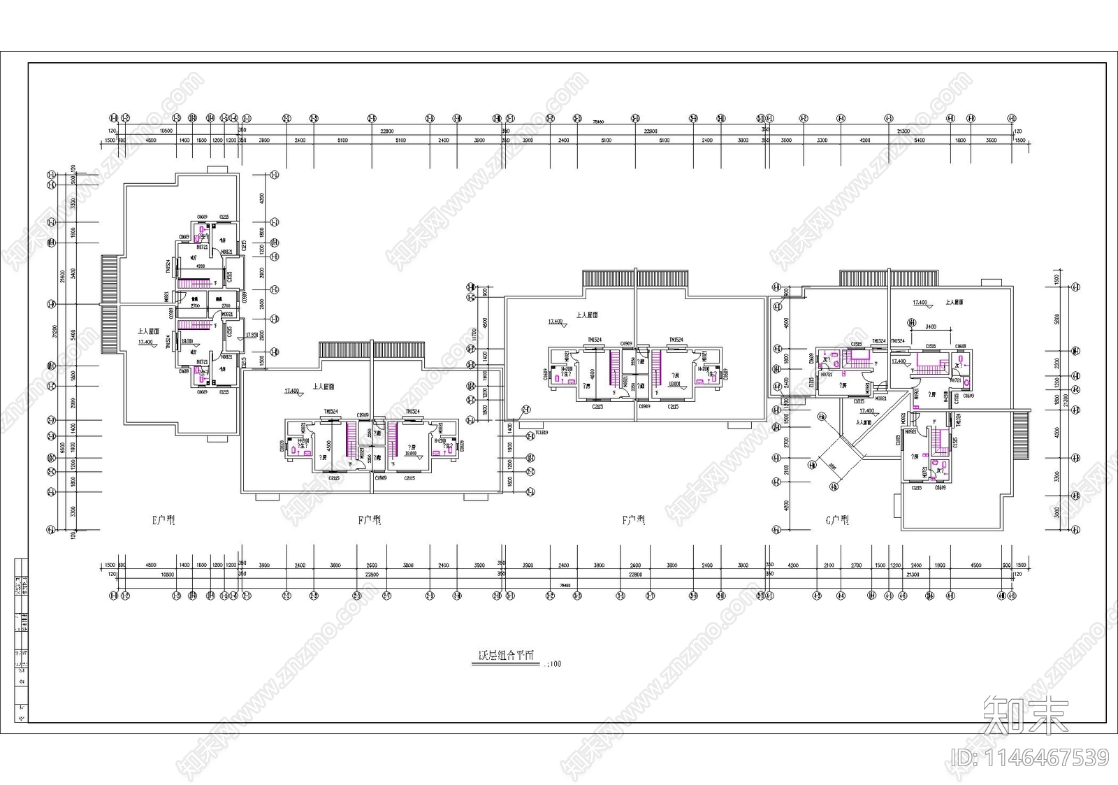 高层住宅建筑cad施工图下载【ID:1146467539】