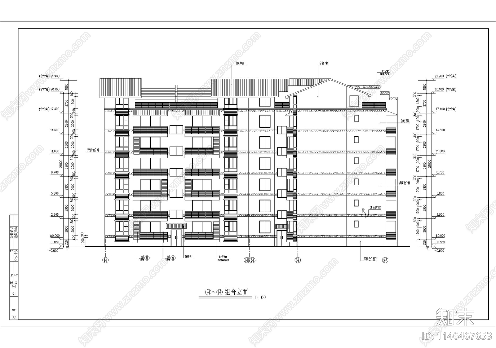 高层住宅建筑cad施工图下载【ID:1146467653】