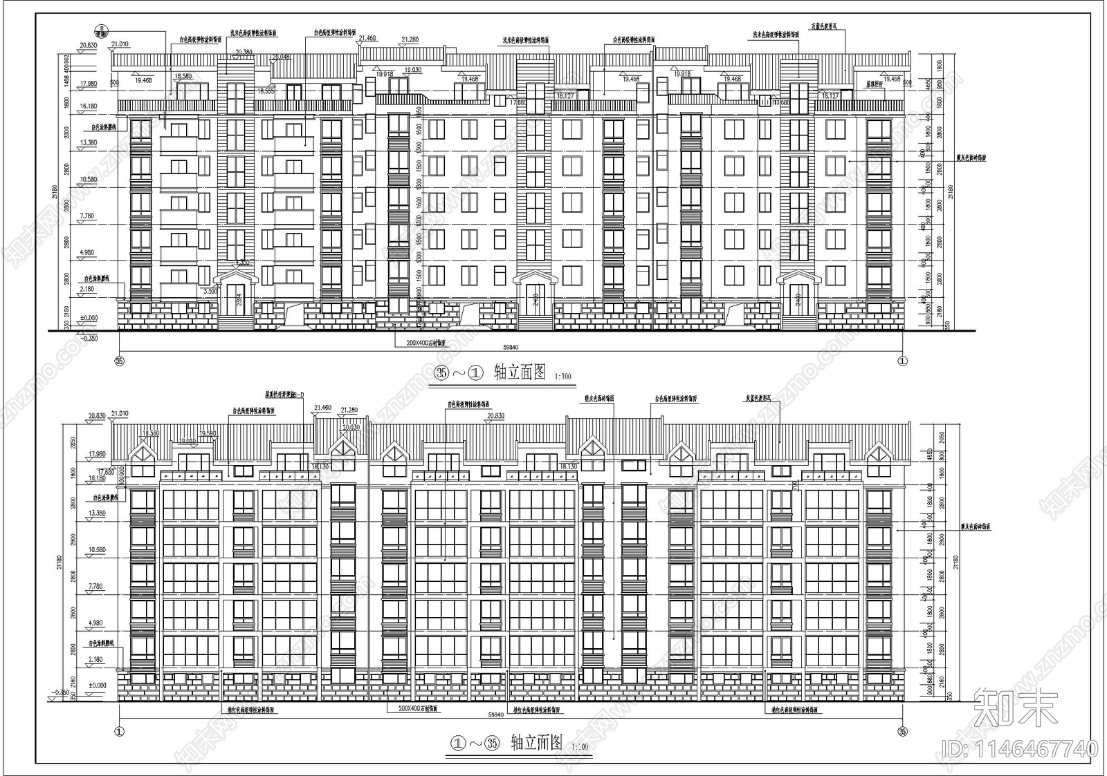 高层住宅建筑cad施工图下载【ID:1146467740】