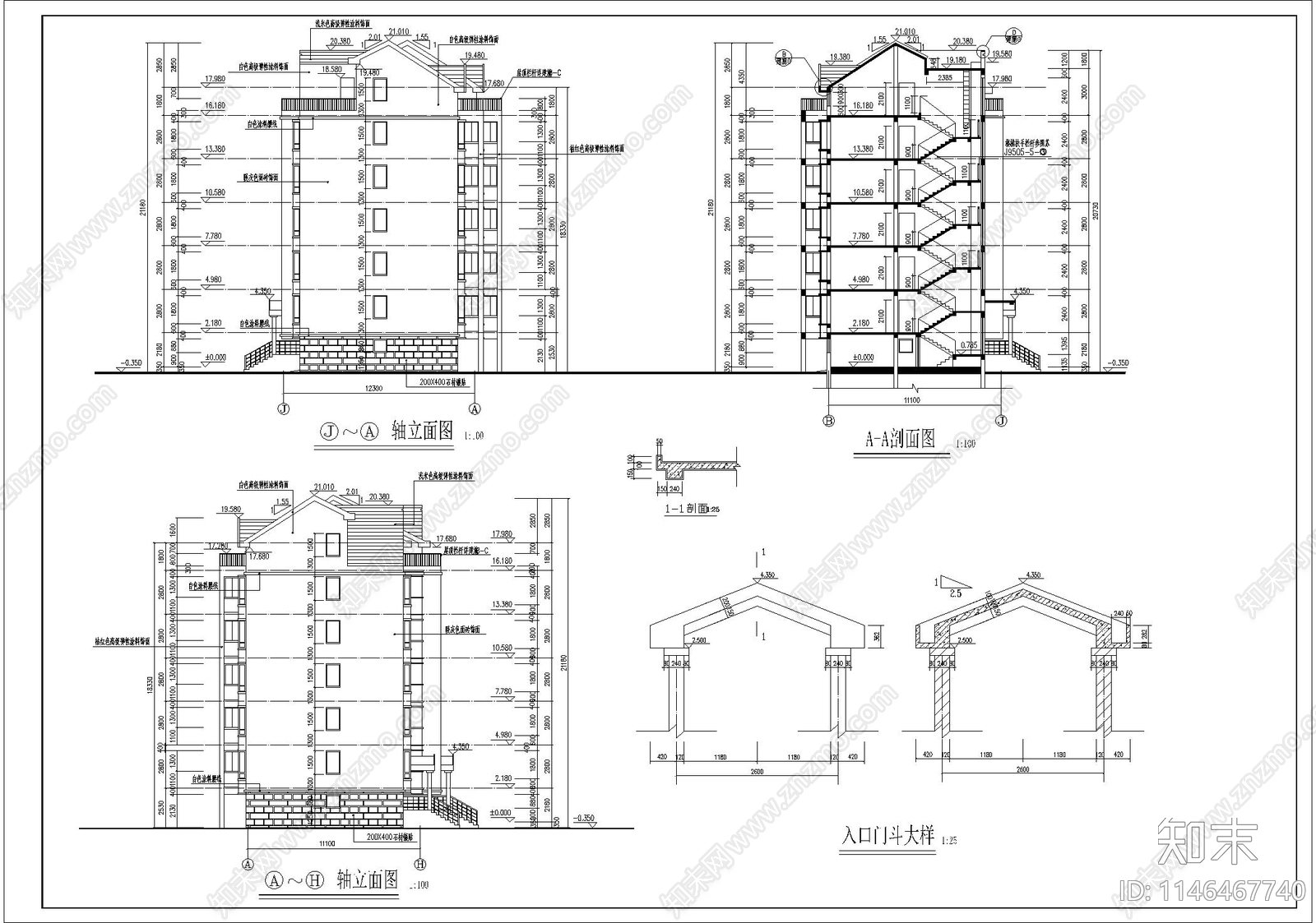 高层住宅建筑cad施工图下载【ID:1146467740】