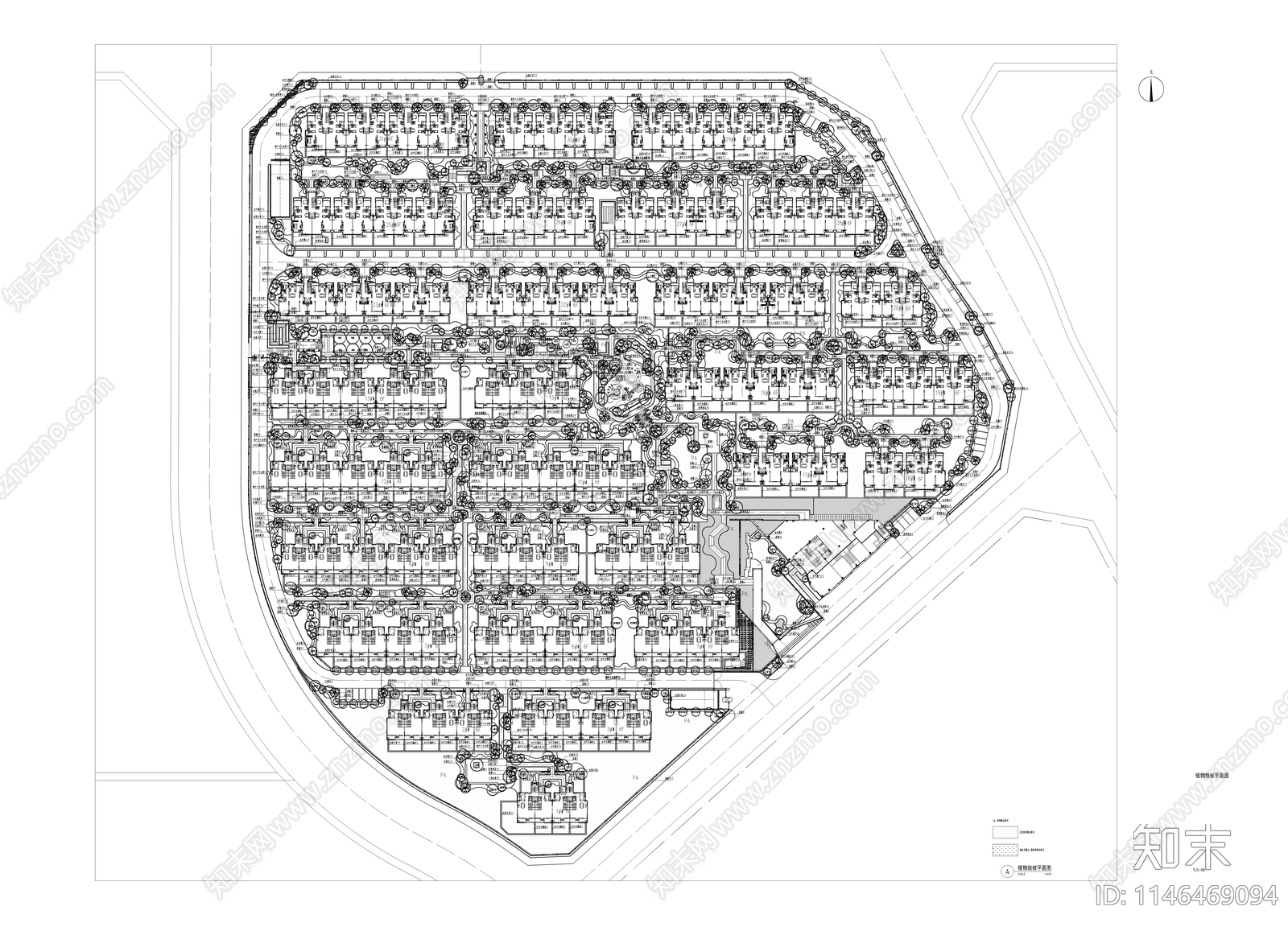 小区景观平面图cad施工图下载【ID:1146469094】