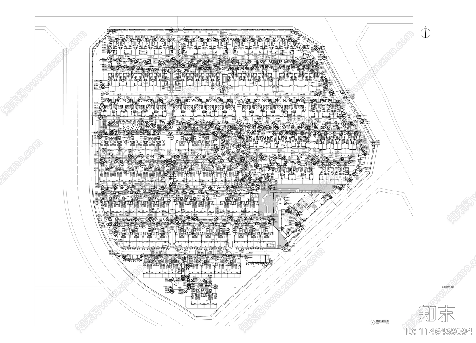小区景观平面图cad施工图下载【ID:1146469094】