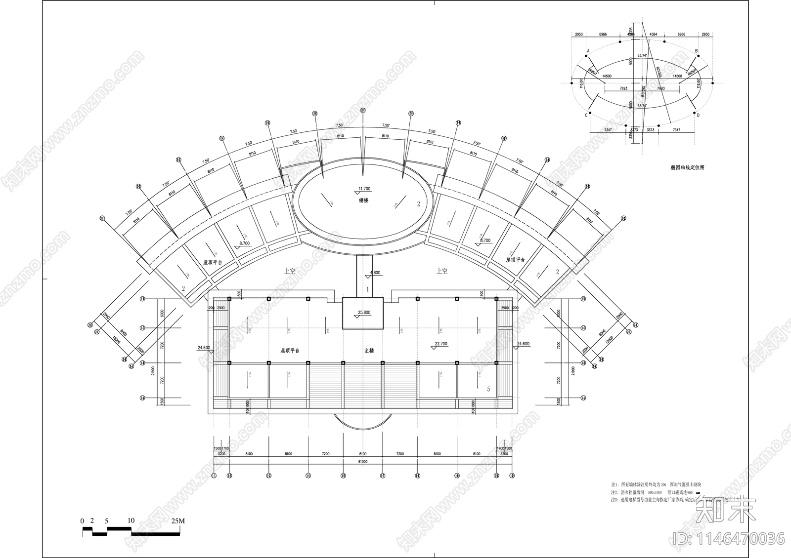 某职校图书馆建筑cad施工图下载【ID:1146470036】