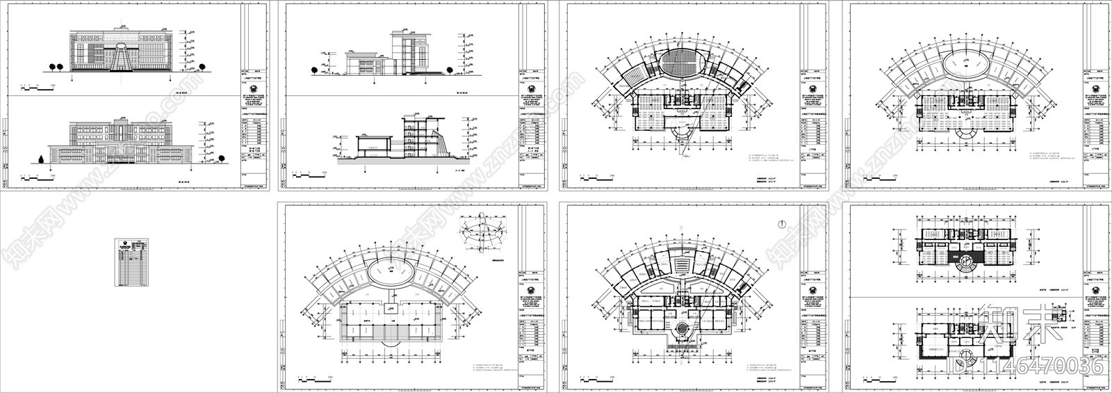 某职校图书馆建筑cad施工图下载【ID:1146470036】