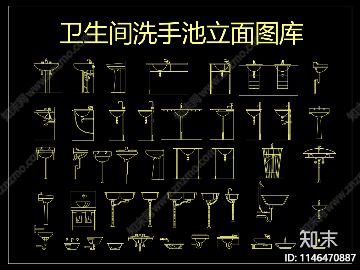 卫生间洗手池cad施工图下载【ID:1146470887】