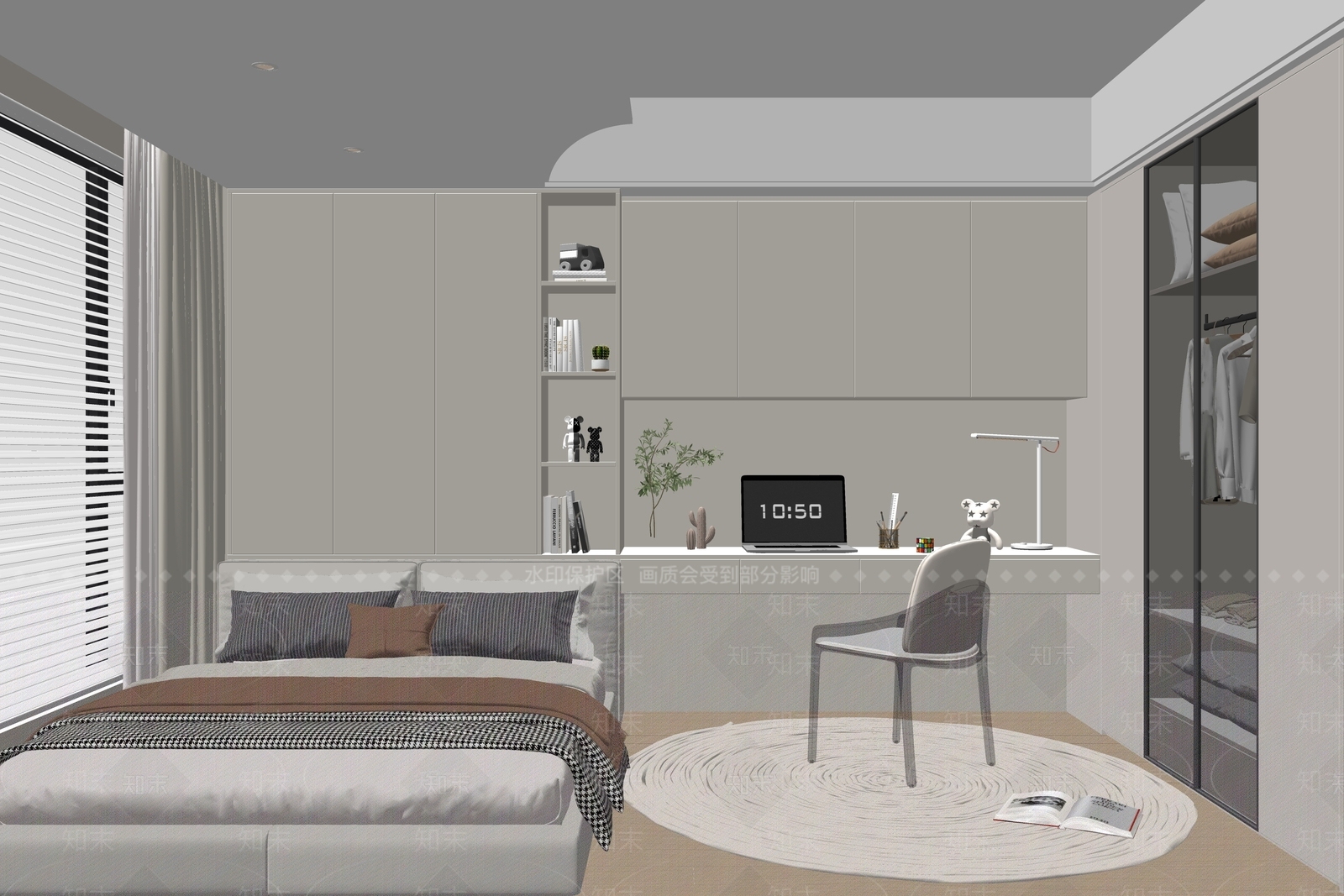 现代榻榻米卧室SU模型下载【ID:1146477942】