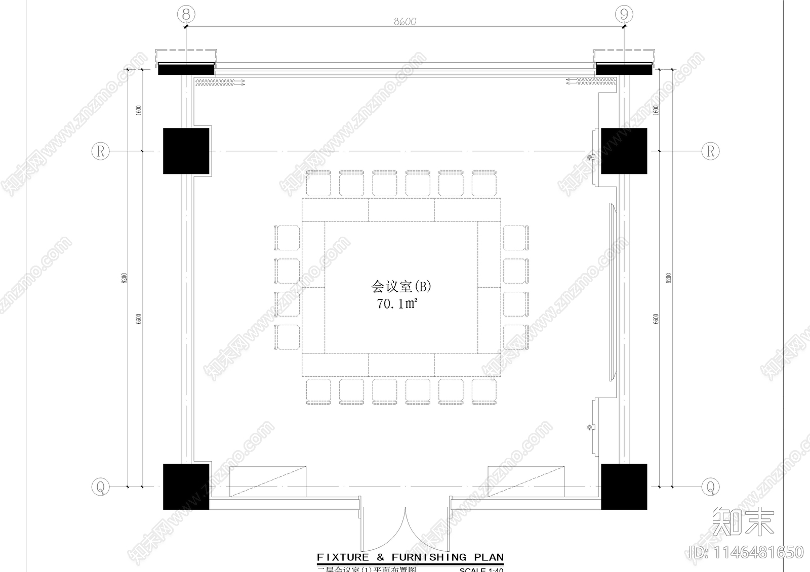 会议室室内cad施工图下载【ID:1146481650】