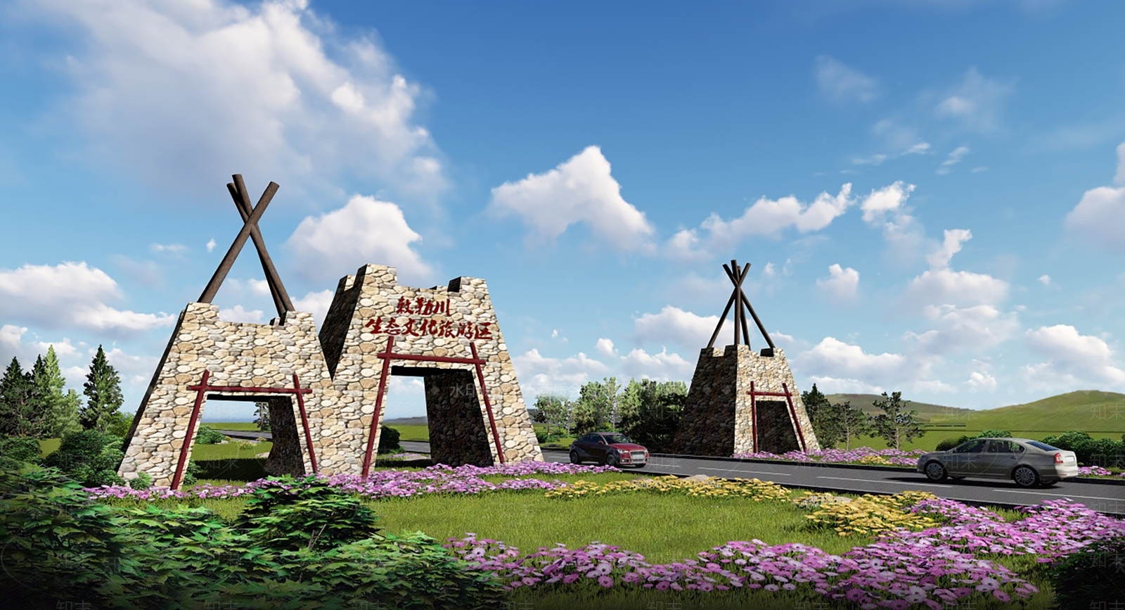 景区大门SU模型下载【ID:1147015345】