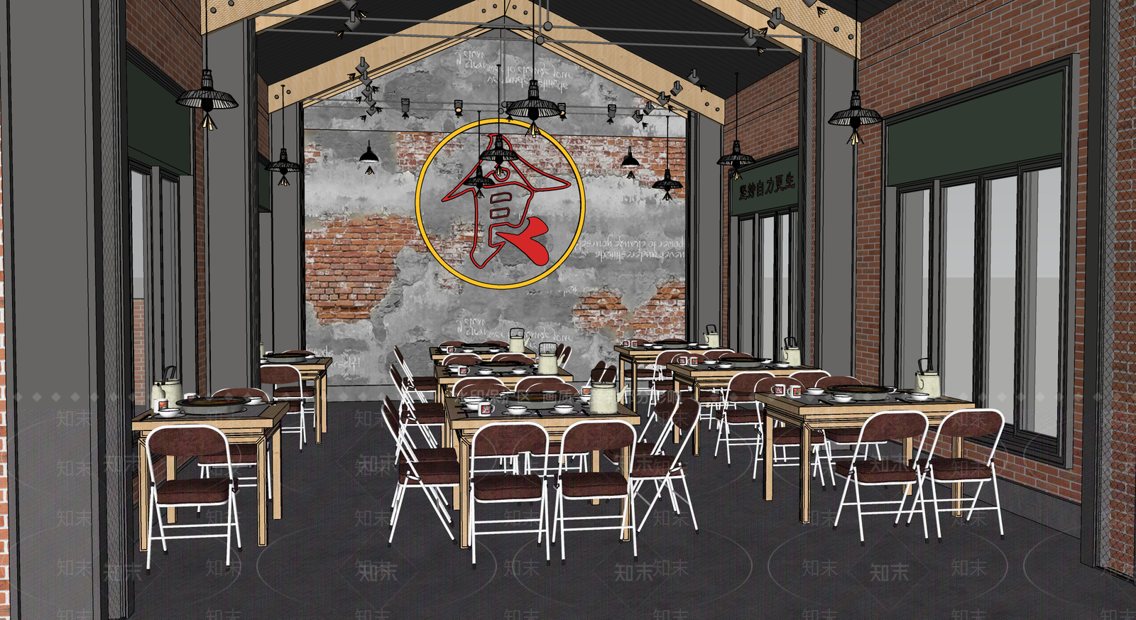 工业火锅店SU模型下载【ID:1146486667】