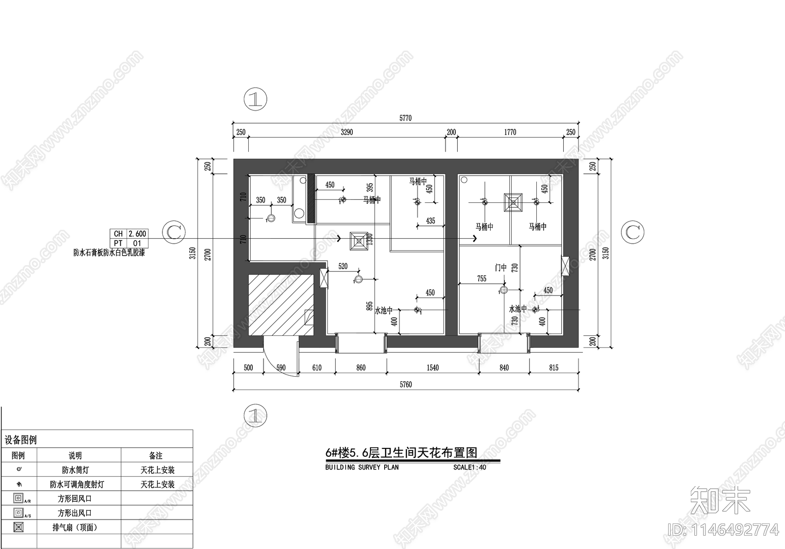 现代公共卫生间室内cad施工图下载【ID:1146492774】