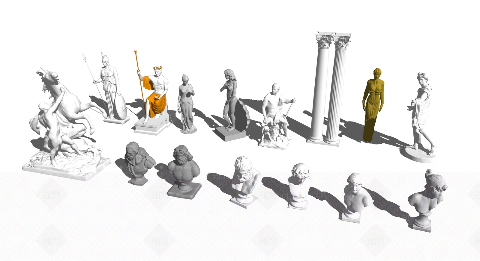 欧式人物石膏雕塑SU模型下载【ID:1146493272】