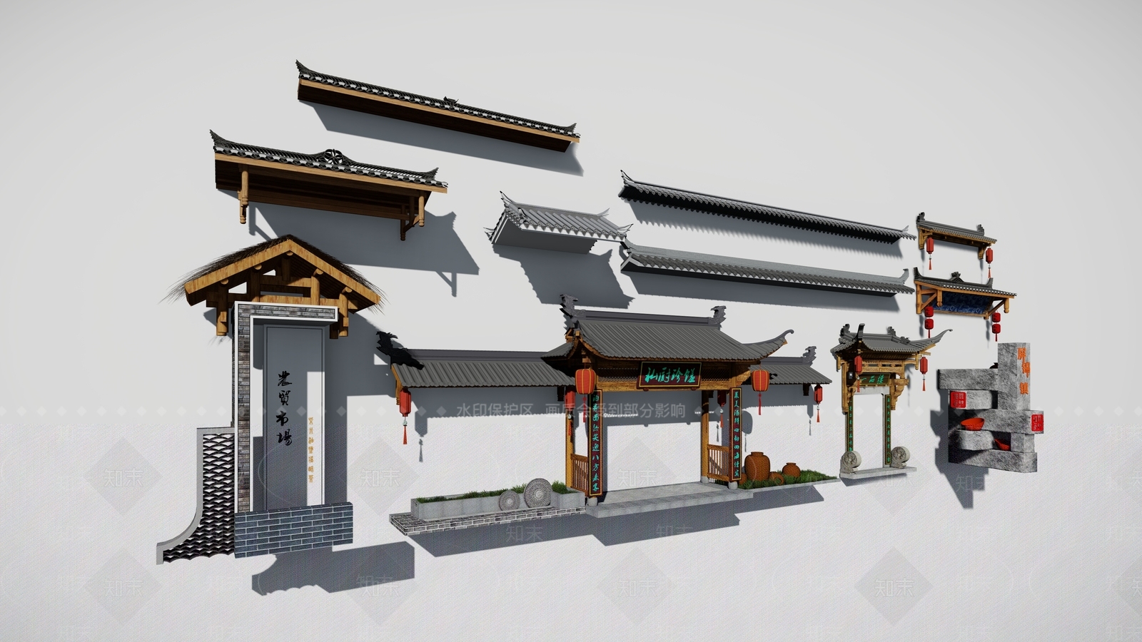 中式屋檐SU模型下载【ID:1146495543】