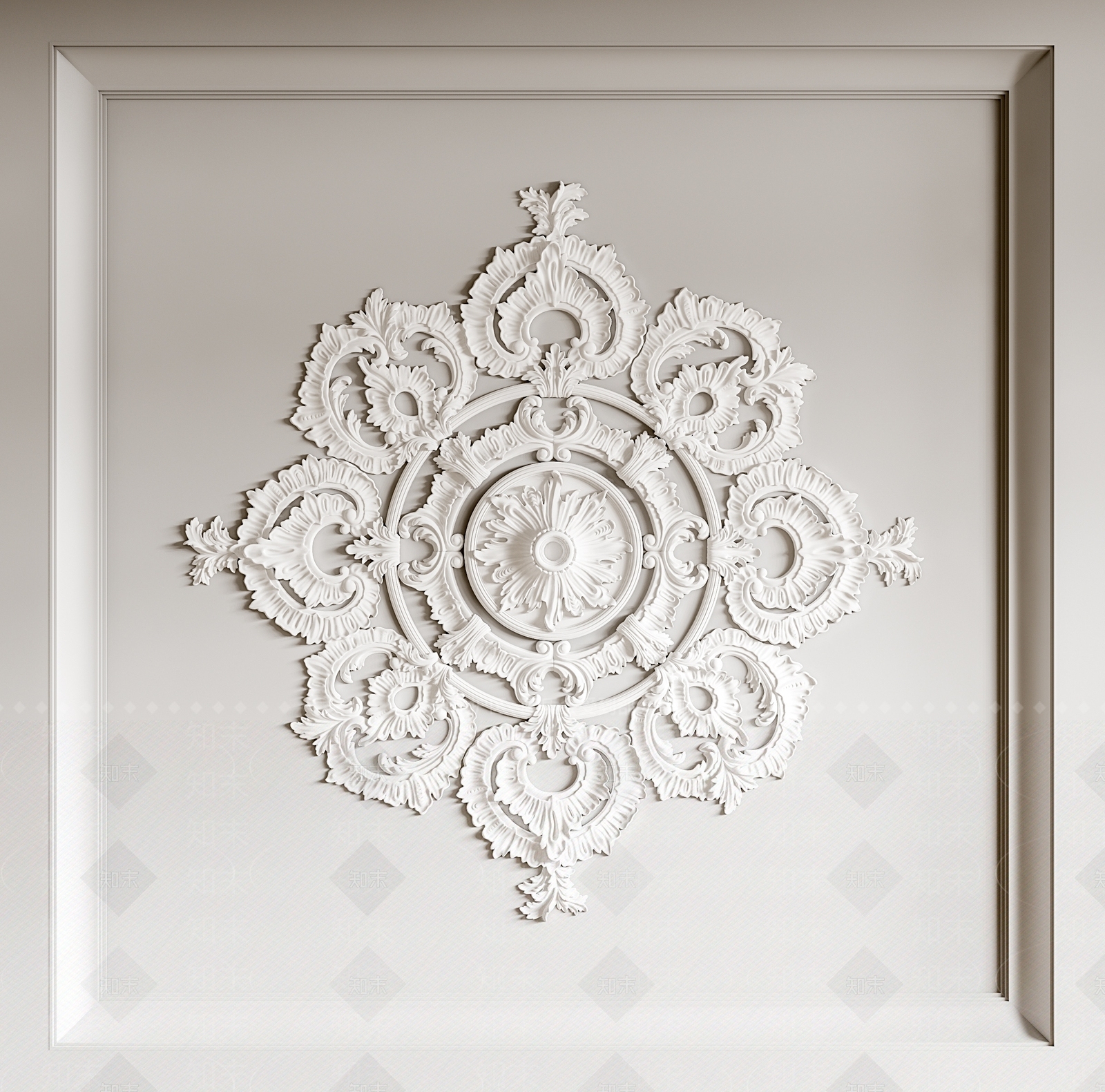 欧式雕花灯盘3D模型下载【ID:1146496481】