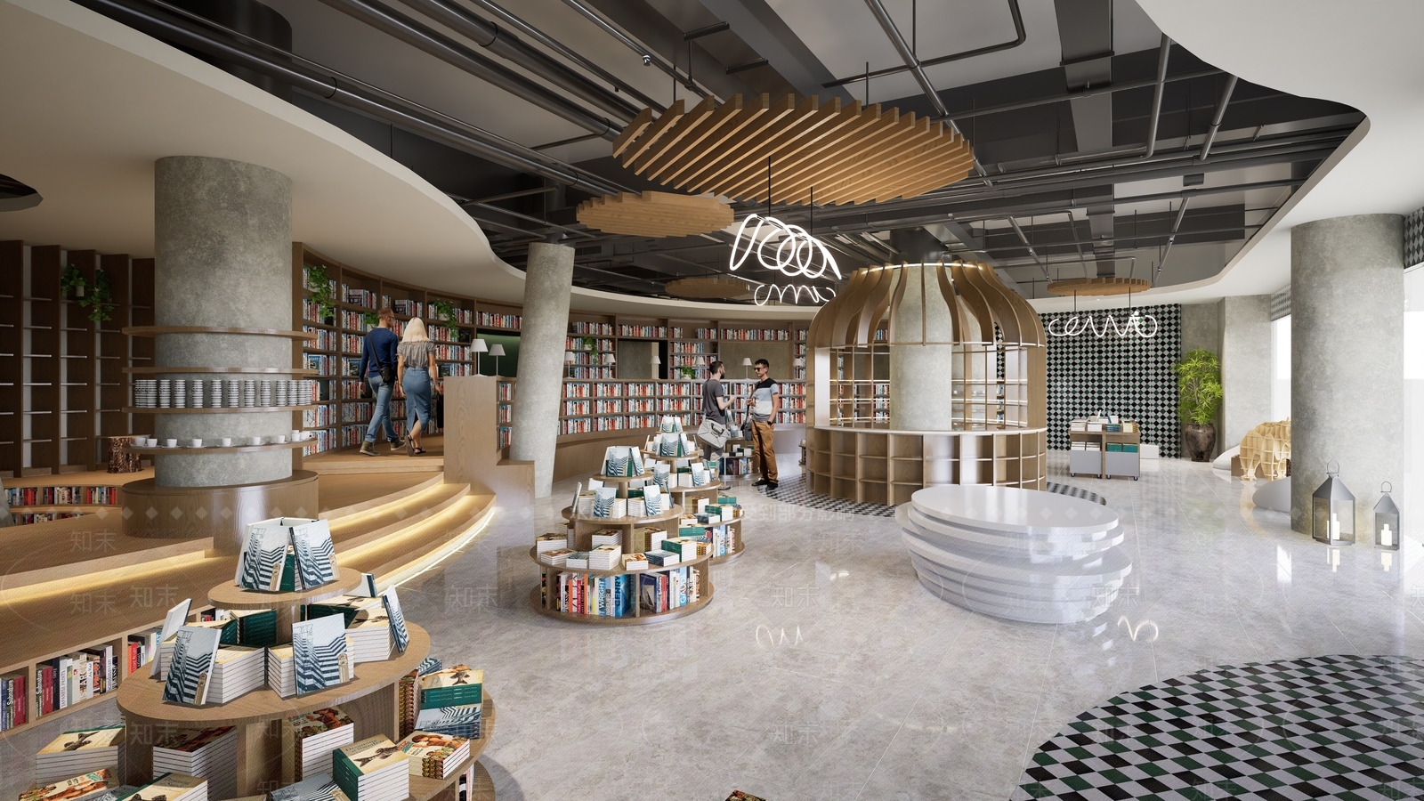 现代原木风图书馆内部SU模型下载【ID:1146496922】