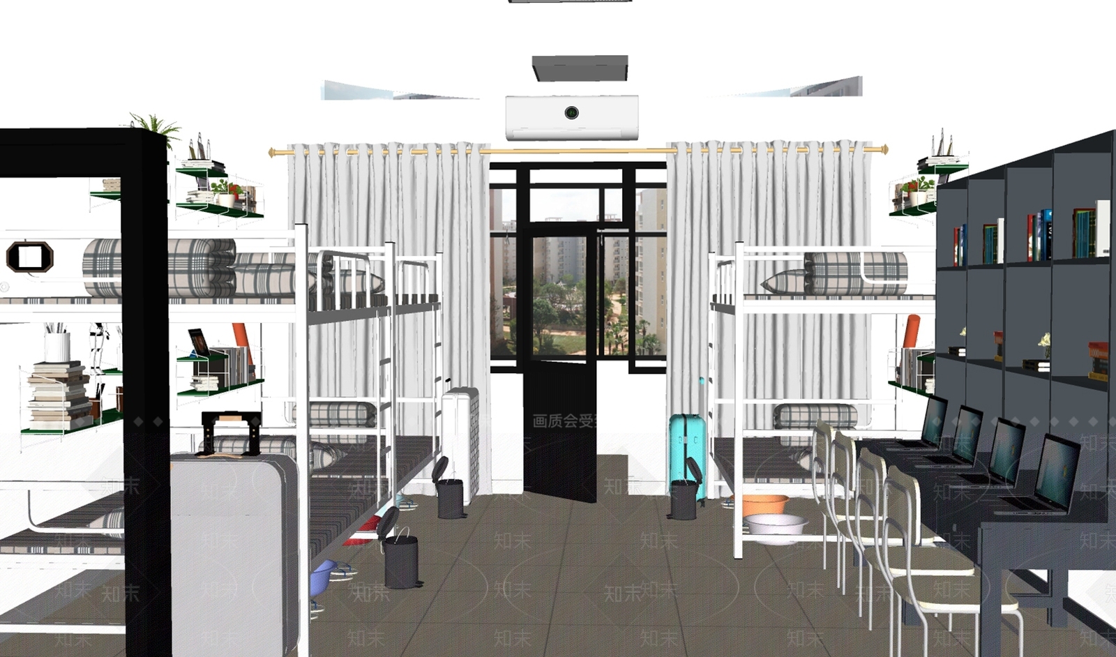 现代学校宿舍SU模型下载【ID:1146766581】