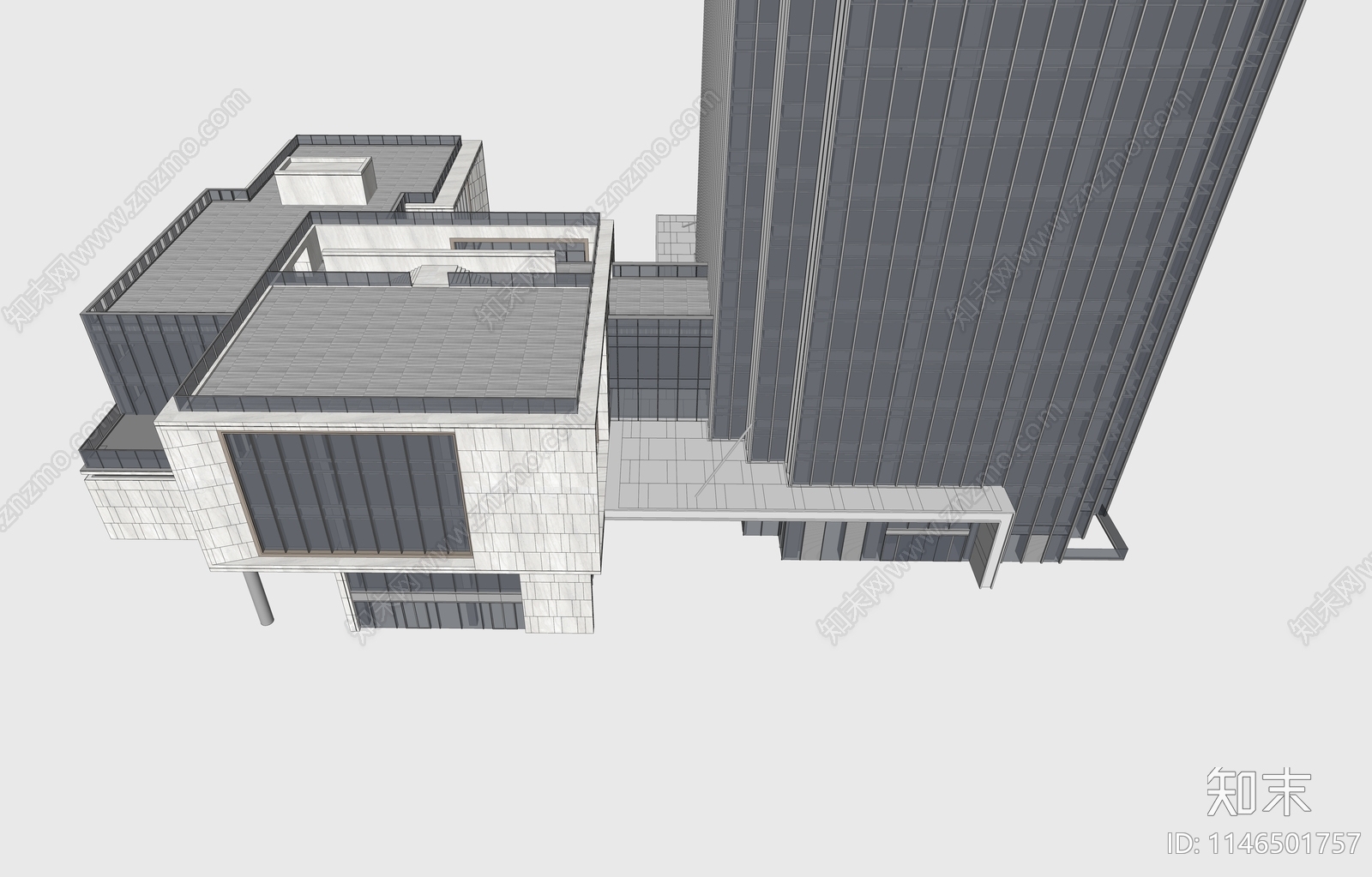 现代办公楼SU模型下载【ID:1146501757】