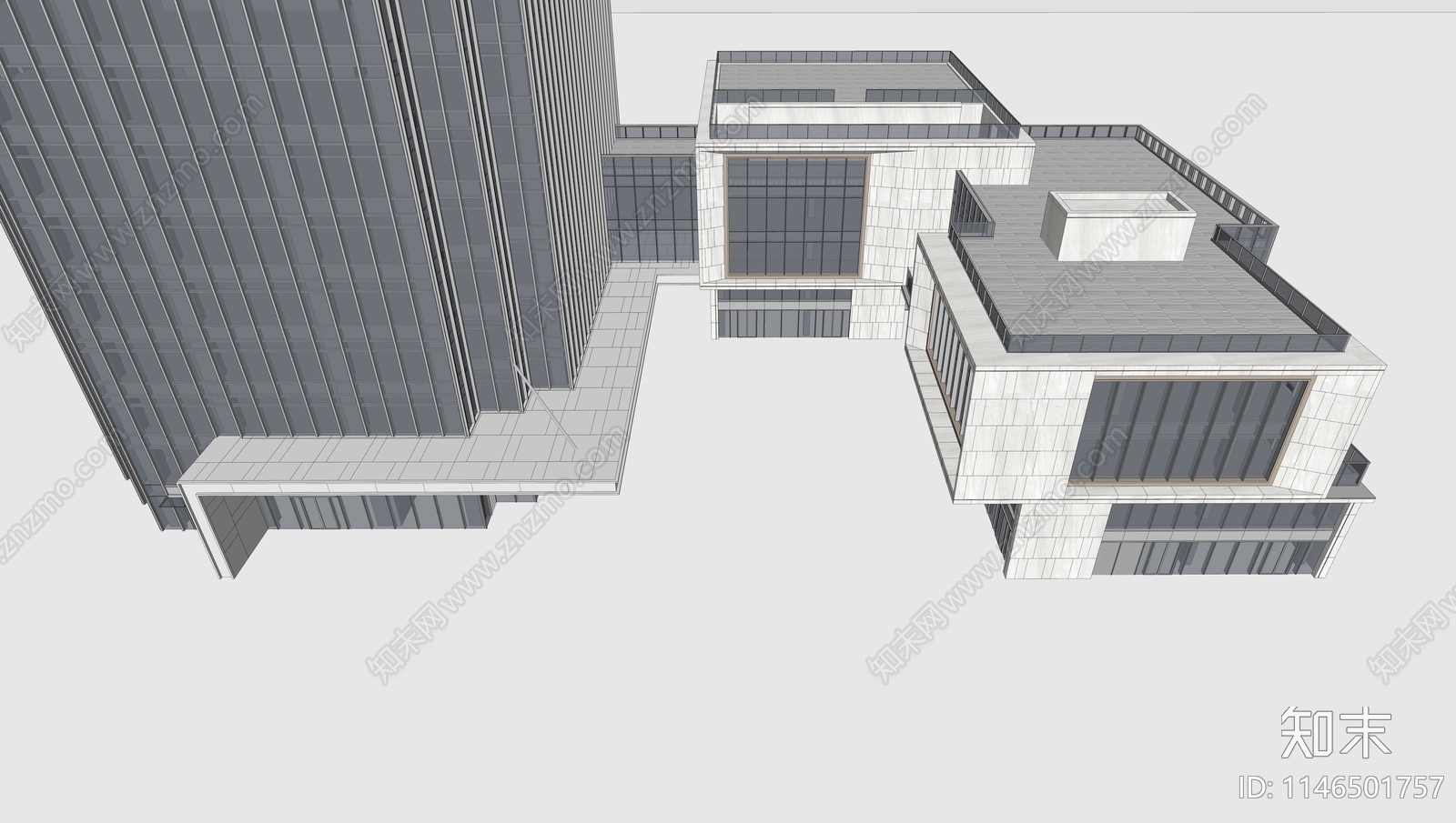 现代办公楼SU模型下载【ID:1146501757】