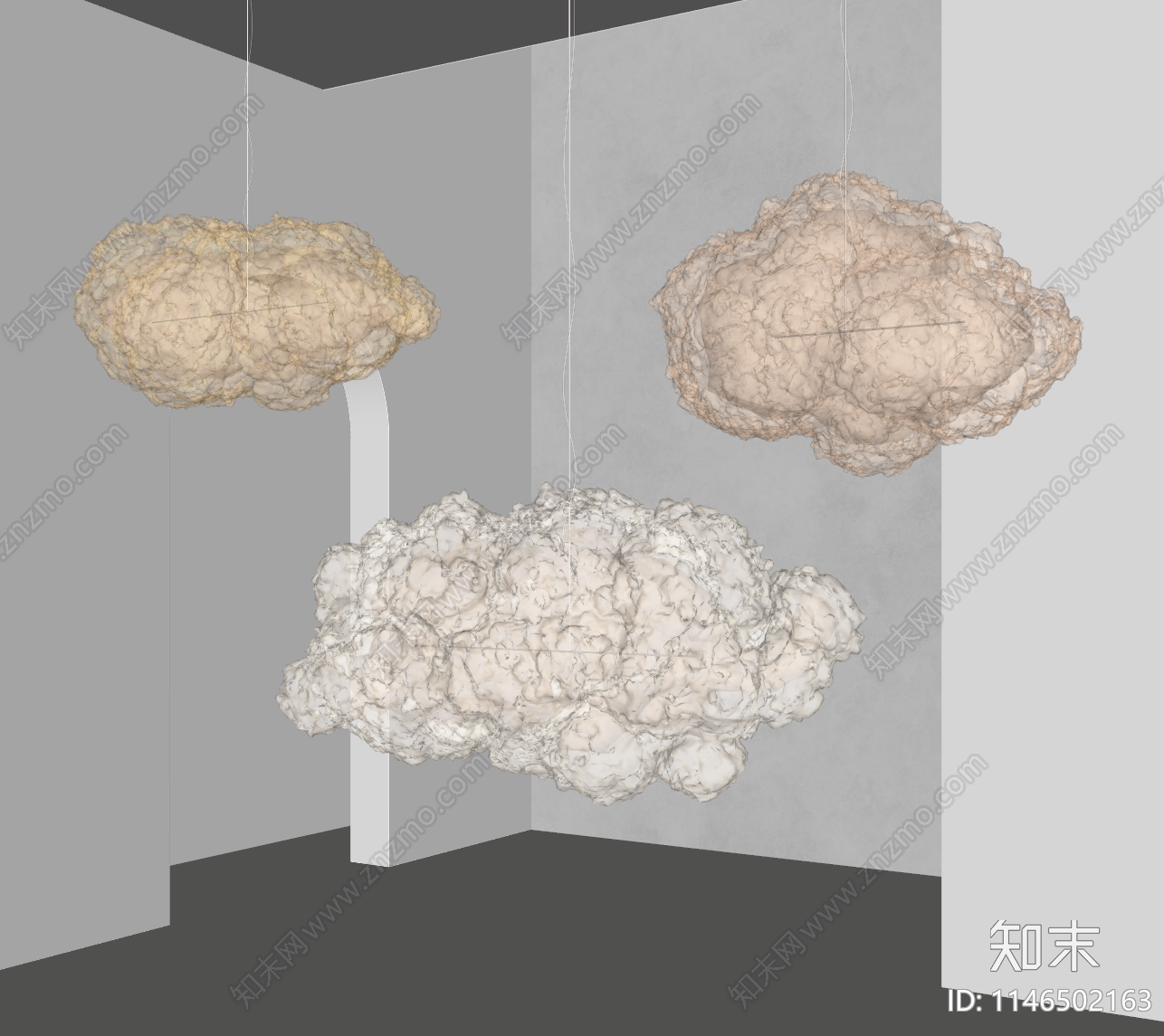 现代云朵吊灯SU模型下载【ID:1146502163】