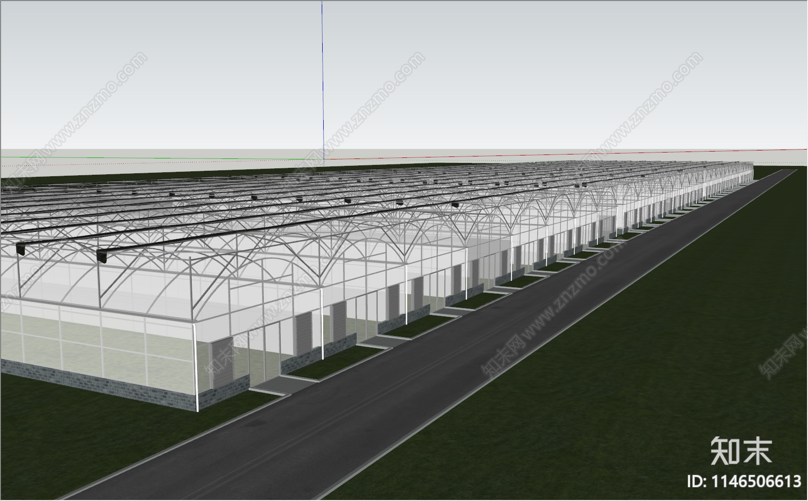 现代蔬菜大棚SU模型下载【ID:1146506613】