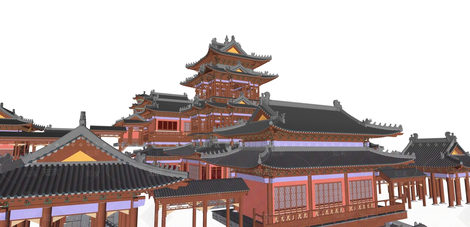 中式寺庙建筑SU模型下载【ID:1146718679】