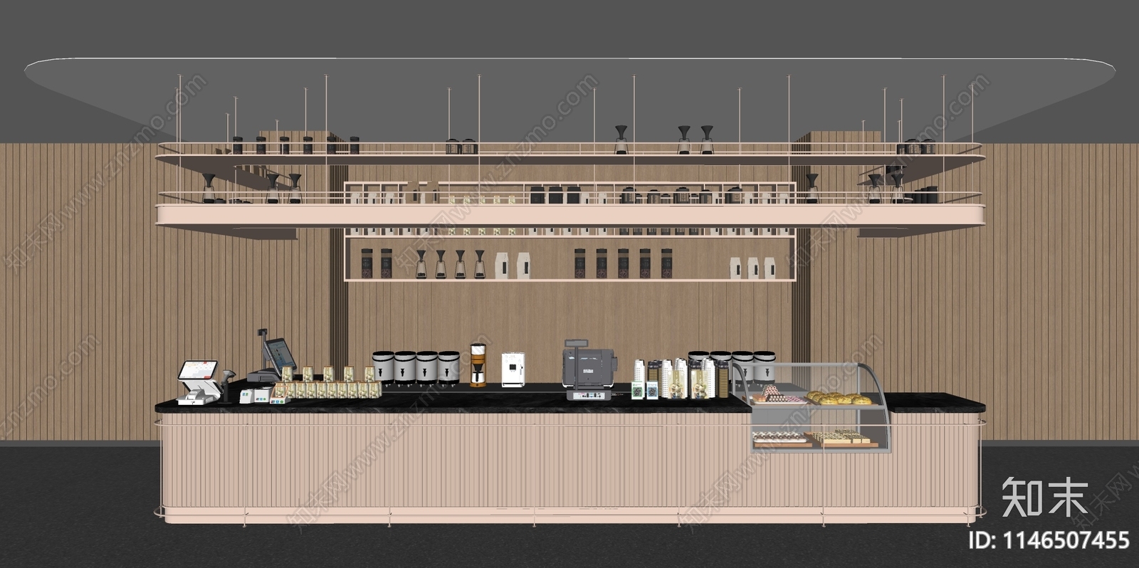 现代咖啡店收银台SU模型下载【ID:1146507455】