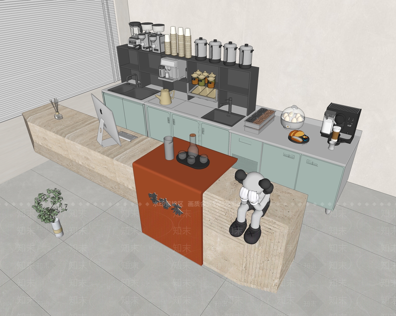 现代奶茶店吧台SU模型下载【ID:1146508978】