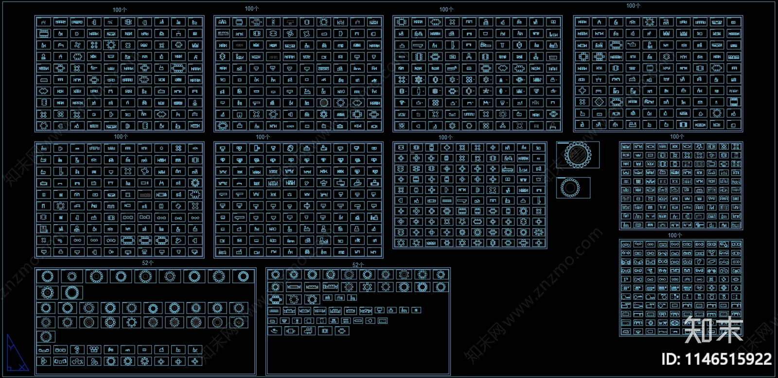 CAD制图各类平面图块施工图下载【ID:1146515922】