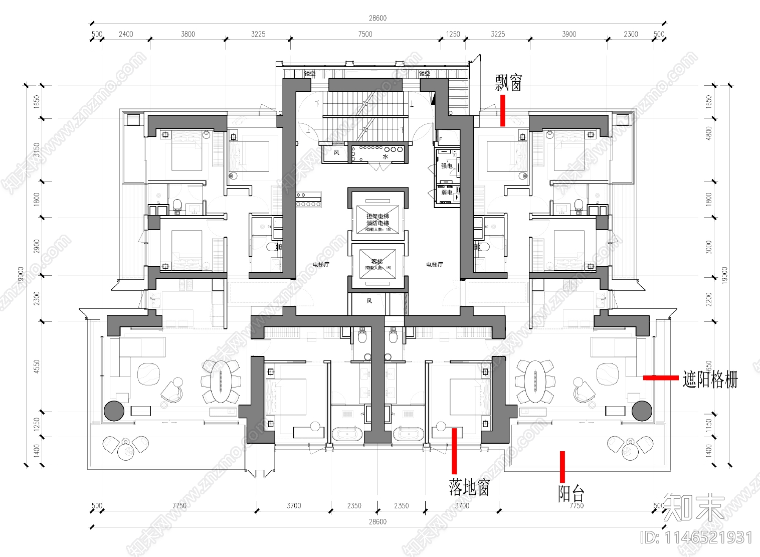 华润置地超高层塔楼住宅豪华公寓建筑cad施工图下载【ID:1146521931】