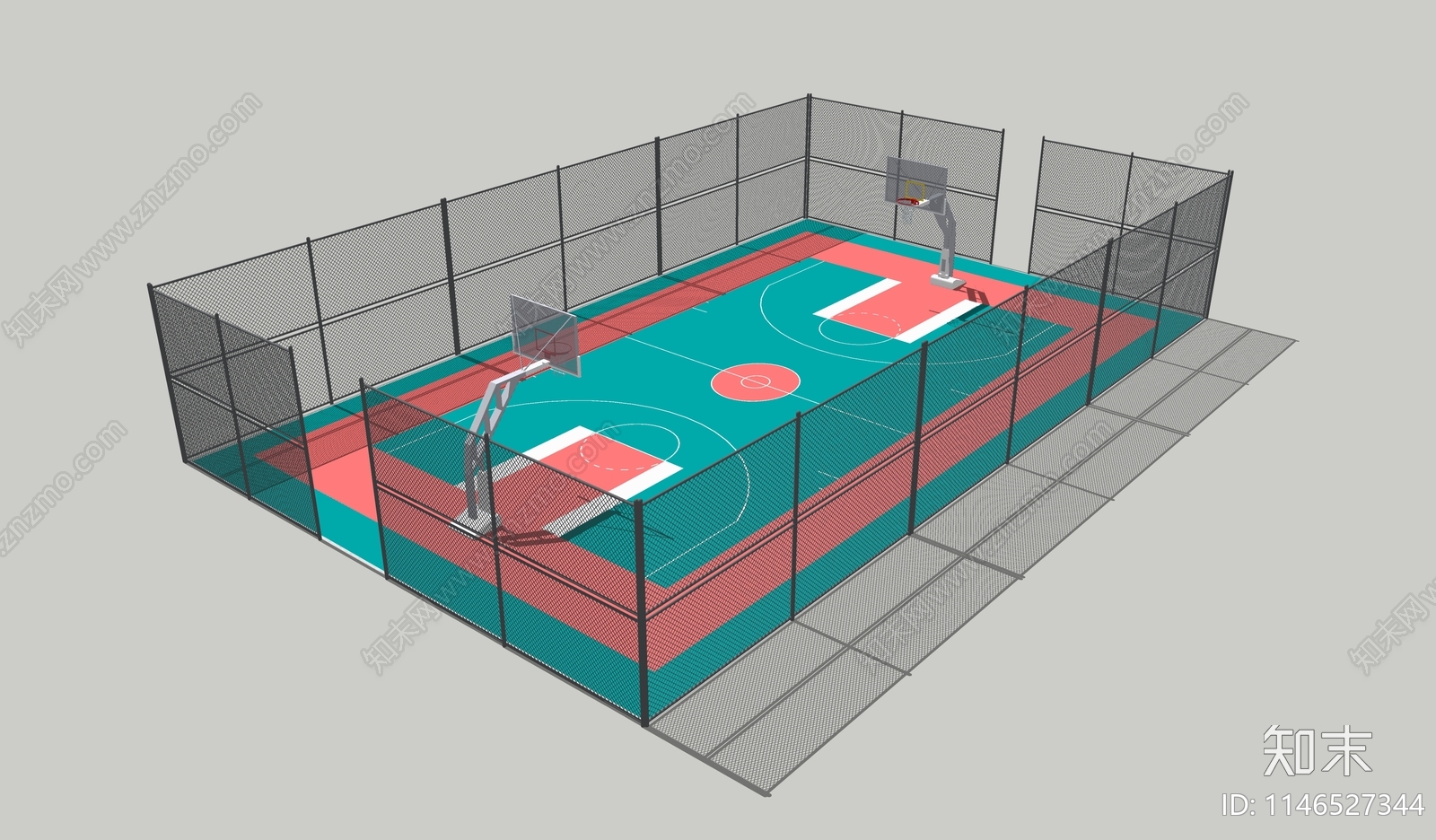 现代篮球场地SU模型下载【ID:1146527344】