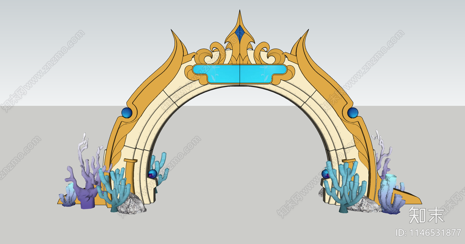 现代海洋公园大门SU模型下载【ID:1146531877】
